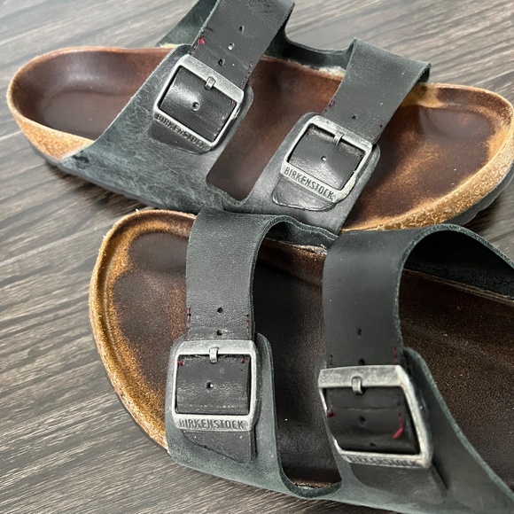 Birkenstock Size 44 Arizona Soft Footbed Oiled Leather - Black - Picture 7 of 7